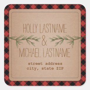 Cuadrada Pegatina de direcciones de ramas de evergreen