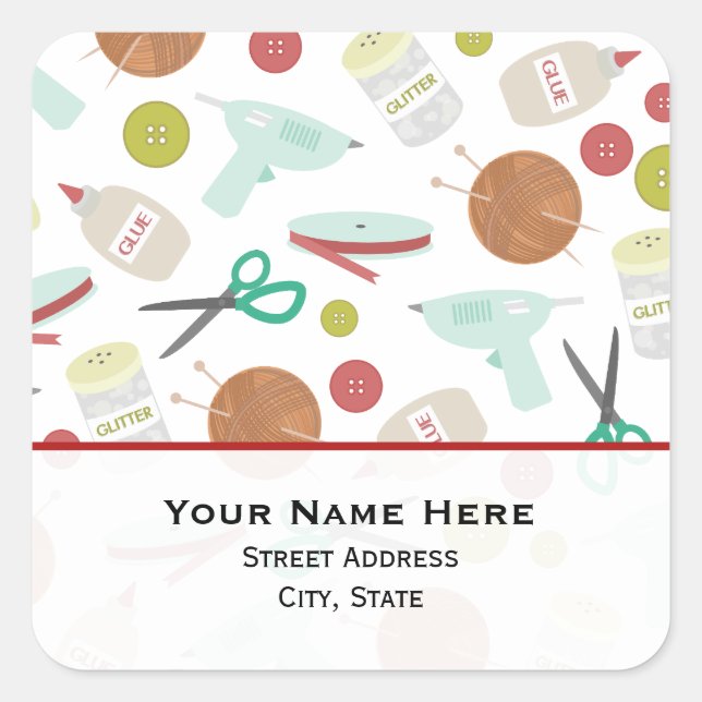 Cuadrada Pegatina de direcciones temáticas de artes y ofici (Anverso)