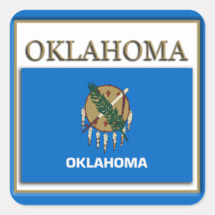 Cuadrada Pegatina de diseño de la bandera del estado de Ok