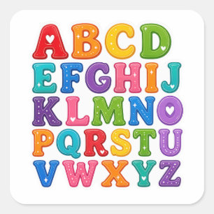 Cuadrada Pegatina de diseño de letras del alfabeto ABCD col