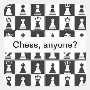 Cuadrada Pegatina de diseño de piezas de ajedrez