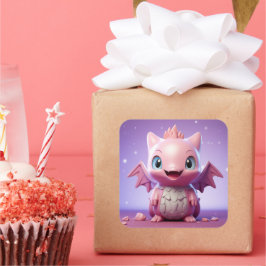 Cuadrada Pegatina de dragón de bebé