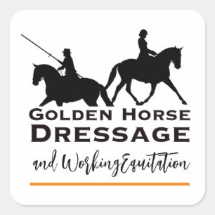 Cuadrada Pegatina de Dressage de Caballo Dorado y Equitació