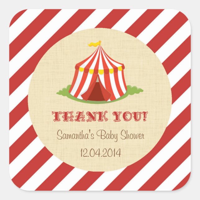 Cuadrada Pegatina de ducha Circus Baby (Anverso)