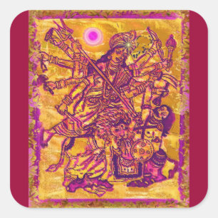 Cuadrada Pegatina de Durga de la diosa