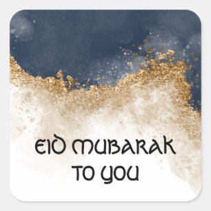 Cuadrada Pegatina DE EID MUBARAK PERSONALIZADO, COLOR ACUÁT
