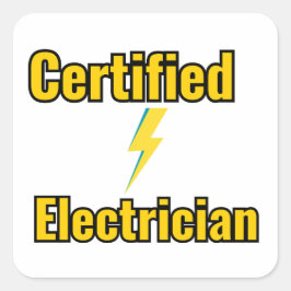 Cuadrada Pegatina de electricista certificado rayo