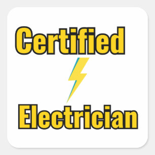 Cuadrada Pegatina de electricista certificado rayo