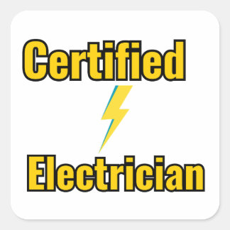 Cuadrada Pegatina de electricista certificado rayo