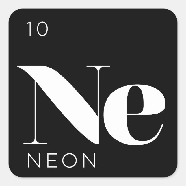 Cuadrada Pegatina de elementos de tabla periódicos // Neón (Anverso)