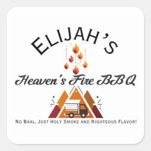 Cuadrada Pegatina de Elijah's Heaven's Fire BBQ