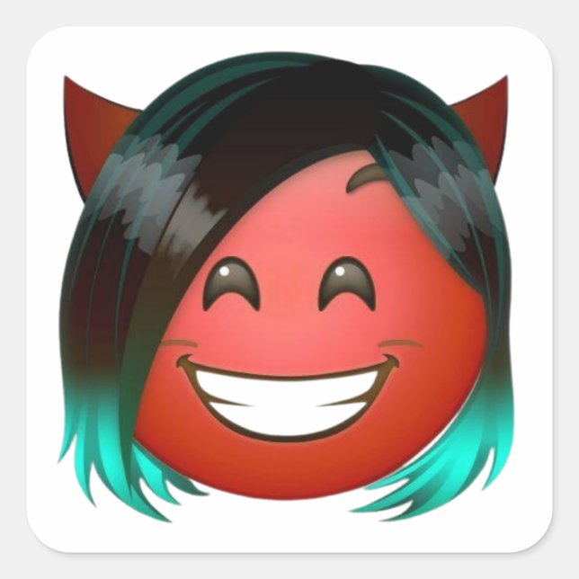 Cuadrada : Pegatina de Emoji de Diablo Juguetón (Anverso)