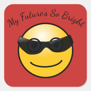Cuadrada Pegatina de Emoji Divertido con Futuro Brillante y