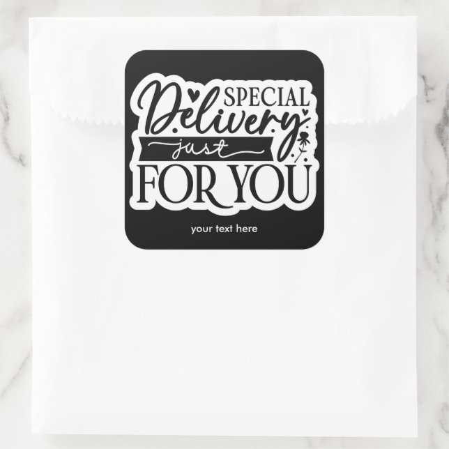 Cuadrada Pegatina de entrega especial (Bolso)