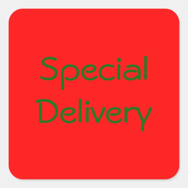 Cuadrada pegatina de entrega especial (Anverso)