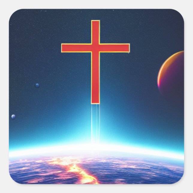 Cuadrada Pegatina de Escape Espacial de la Cruz Roja (Anverso)