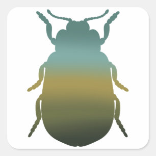 Cuadrada Pegatina de escarabajo de gradiente verde