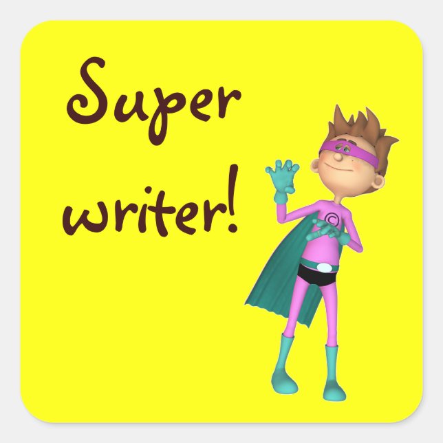 Cuadrada Pegatina de escritores inspiradores (Anverso)