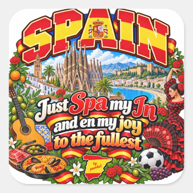 Cuadrada Pegatina de España (Anverso)