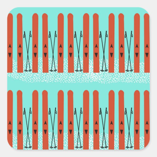 Cuadrada Pegatina de esquí (Anverso)