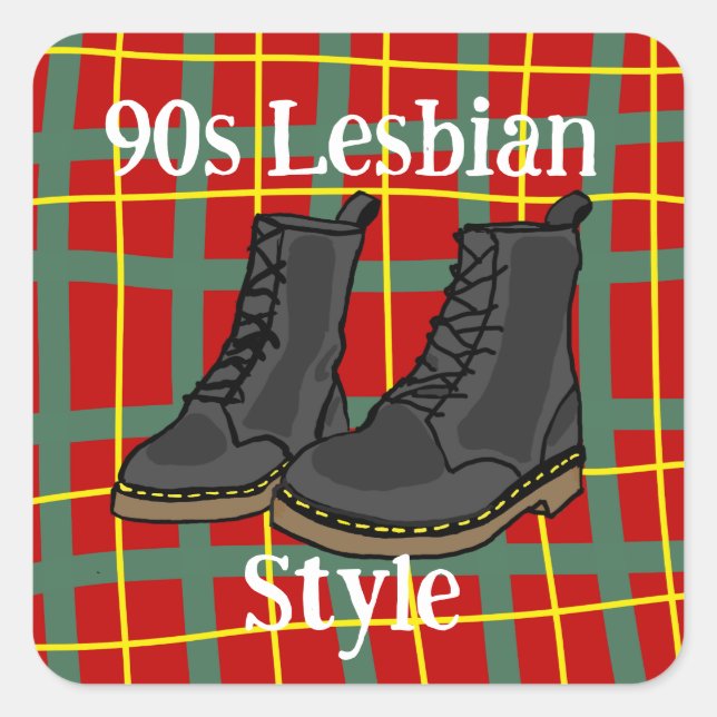 Cuadrada pegatina de estilo lésbico de los años 90 (Anverso)