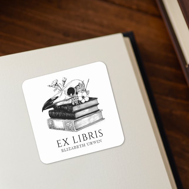 Cuadrada Pegatina de Ex Libris gótico personalizada (Subido por el creador)