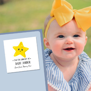 Cuadrada Pegatina de ex libris personalizada de estrella am