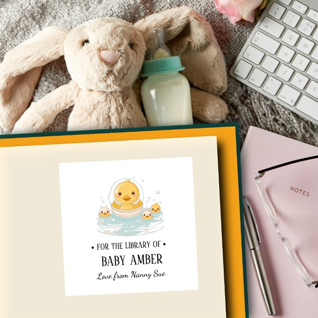Cuadrada Pegatina de ex libris personalizada de pato adorab (Subido por el creador)