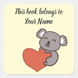 Cuadrada Pegatina de exlibris personalizada de koala