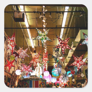 Cuadrada Pegatina de faroles estelares de papel