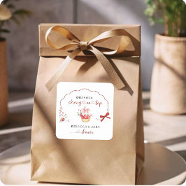 Cuadrada Pegatina de Favor de Baby Shower con color de agua