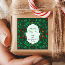 Pegatina de Favor de Navidad Fiesta