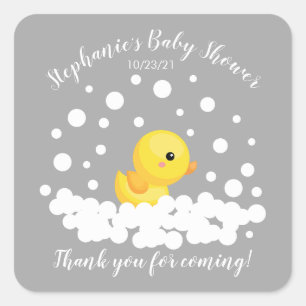 Cuadrada Pegatina de favores de Baby Shower de duque de gom