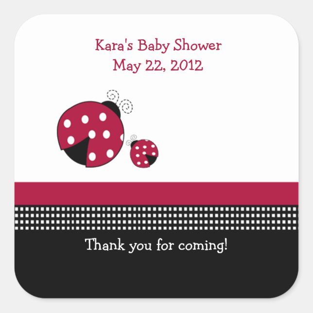 Cuadrada Pegatina de favoritos de Polkadot Ladybug SQUARE (Anverso)
