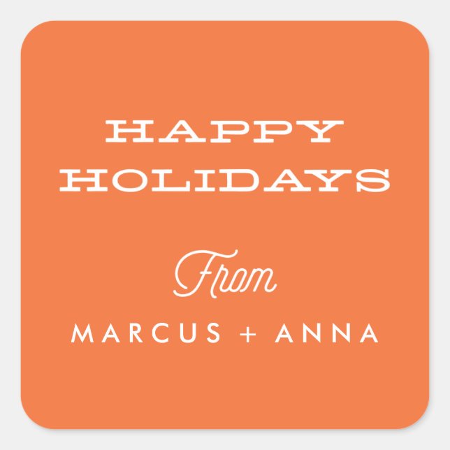 Cuadrada Pegatina de Felices Fiestas (Anverso)