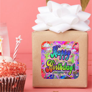 Cuadrada Pegatina de Feliz Cumpleaños de Vista Express