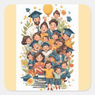 Cuadrada Pegatina de Feliz Graduación