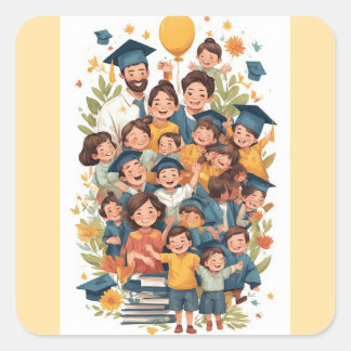 Cuadrada Pegatina de Feliz Graduación