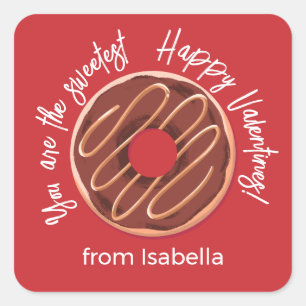Cuadrada Pegatina de Feliz Valentín personalizado