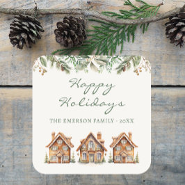 Cuadrada Pegatina de feriado de Gingerbread