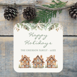 Cuadrada Pegatina de feriado de Gingerbread