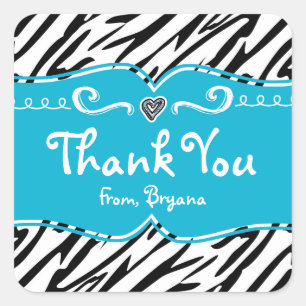 Cuadrada Pegatina de fiesta de cumpleaños de niña con estam