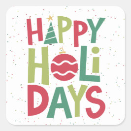 Cuadrada Pegatina de fiestas felices