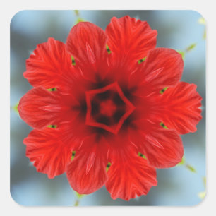 Cuadrada Pegatina de flor roja