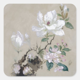 CUADRADA PEGATINA DE FLORES BLANCOS