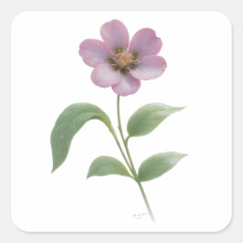 Cuadrada PEGATINA DE FLORES DE COLOR ROSA bonito