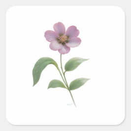 Cuadrada PEGATINA DE FLORES DE COLOR ROSA bonito