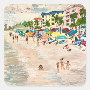 Cuadrada pegatina de Florida "Fort Myer's Beach"
