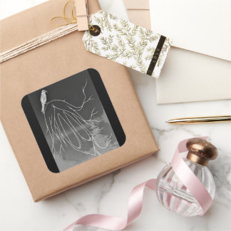 Cuadrada Pegatina de Foggy Woods Square