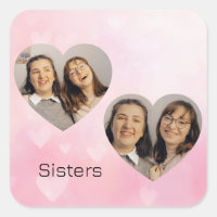 Pegatina de foto con forma de corazón para hermana